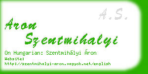 aron szentmihalyi business card